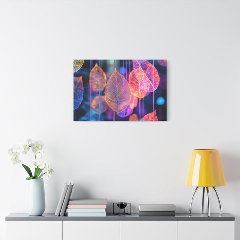 Dreamscape with Levitating Neon Leaves (Edition II) — Canvas Wall Art — Product Detail View 7