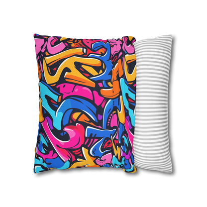 Vibrant Neon Urban Graffiti Pillowcase - Add Personality to Your Bedroom with Bright Seamless Design