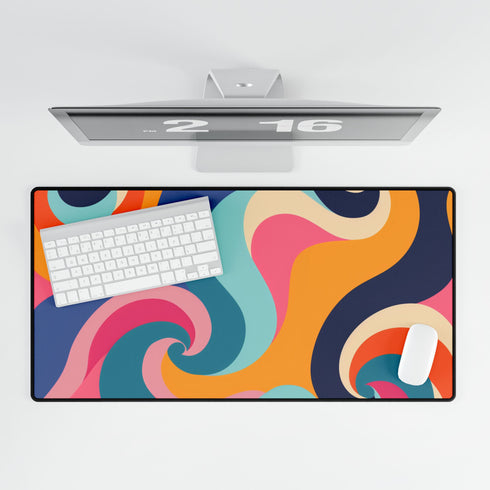 Vibrant Retro 70s Ocean Waves — XL & XXL Desk Mat — Product Detail View 5