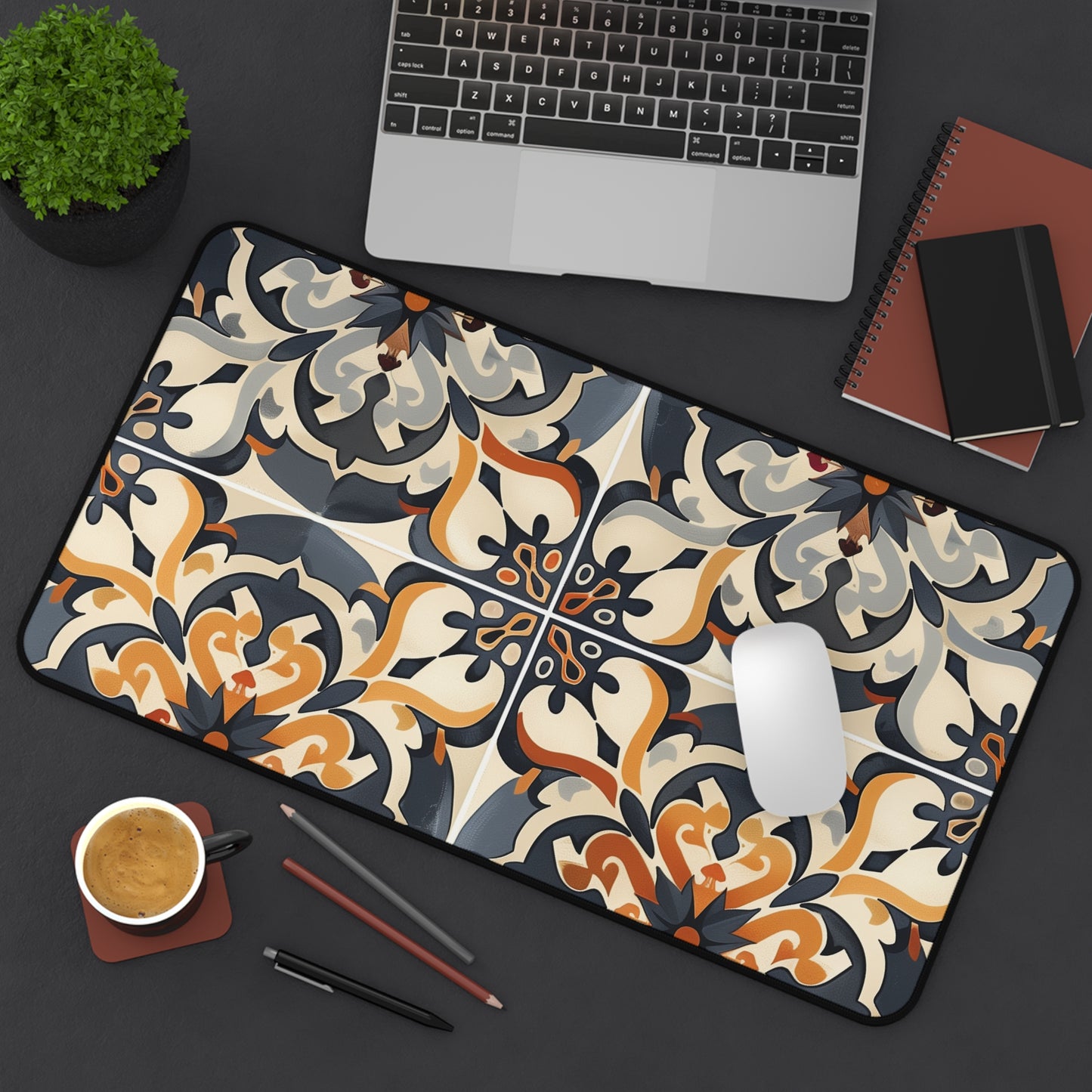 "Artisan Tiles Desk Mat - Elegant and Protective Workspace Accessory"