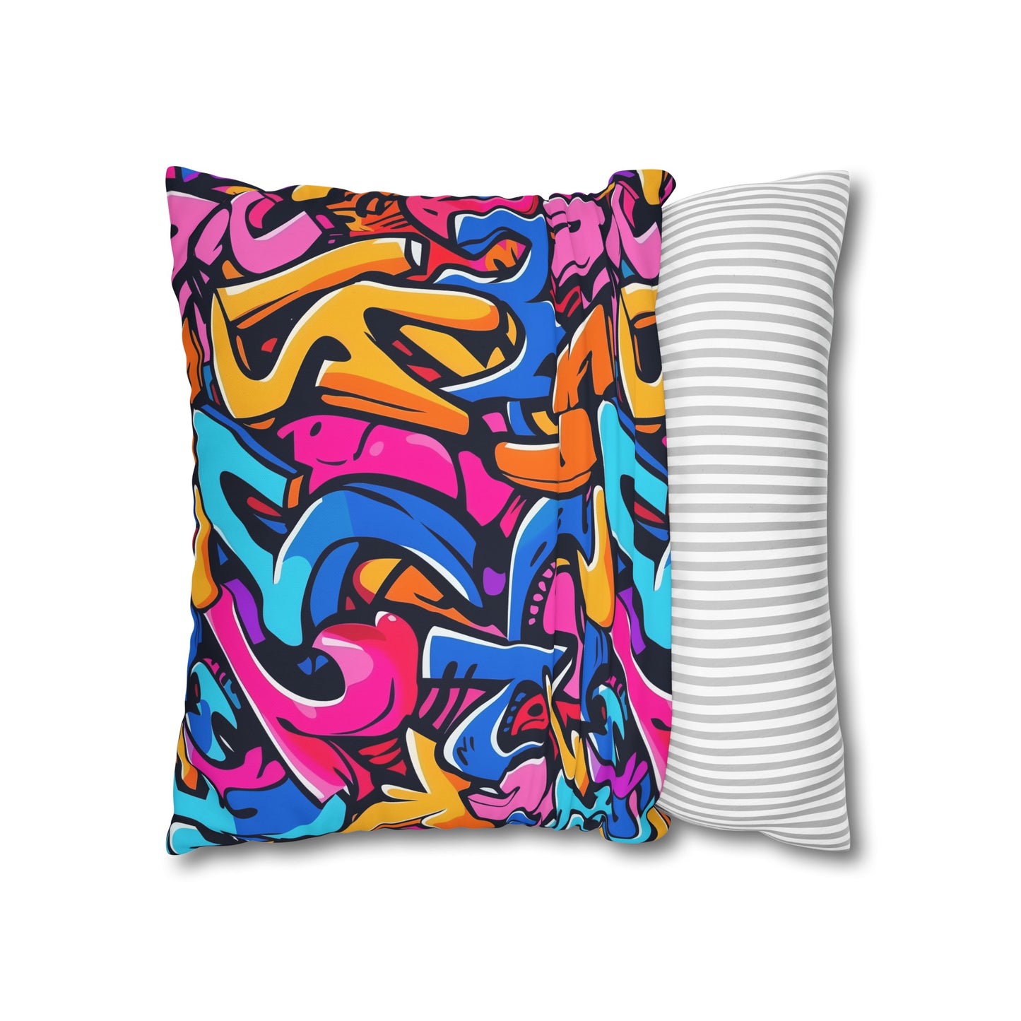 "Neon Urban Graffiti Pillowcase - Vibrant seamless pattern with edgy neon colors for a pop of personality in any bedroom"