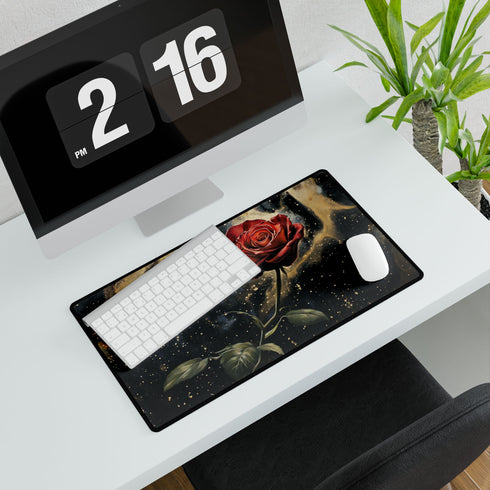 Blossoming Rose in Zero Gravity — XL & XXL Desk Mat — Product Detail View 7