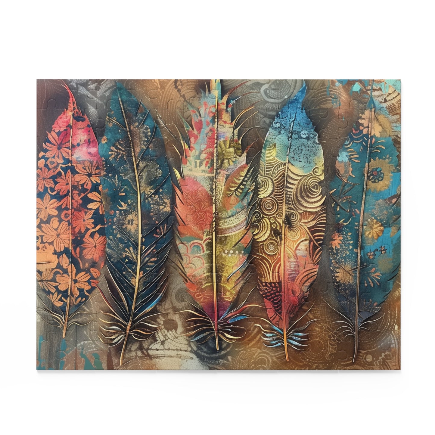 Colorful Bohemian Feathers Jigsaw Puzzle for a Relaxing Challenge