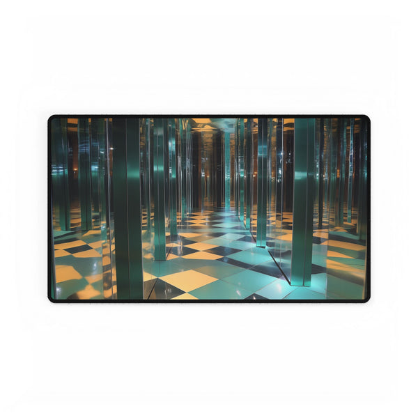 Mirror Maze Reflecting Other Dimensions — XL & XXL Desk Mat — Gaming & Workspace Desk Setup View