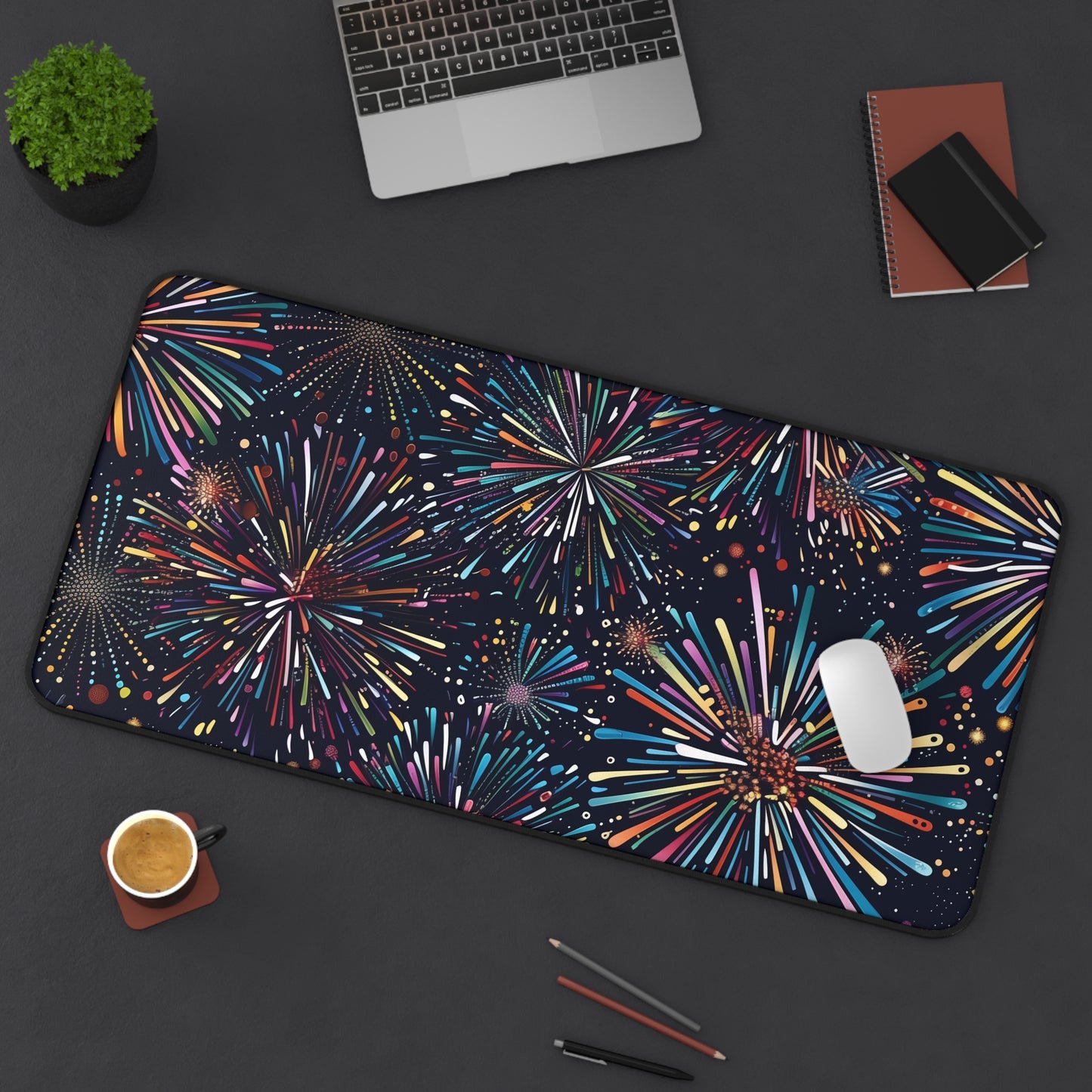 Fireworks Festive Desk Mat | Desk Mat | Accessories, Back-to-School, Desk, Fall Bestsellers, Home & Living, Mouse pad, Mouse Pads, Mousepad, Seasonal Picks, Stationery, TikTok | Prints with Passion