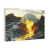 Crumbling Planet Leaking Golden Lava (Edition II) — Canvas Wall Art — Side Profile & Stretched Corner Detail