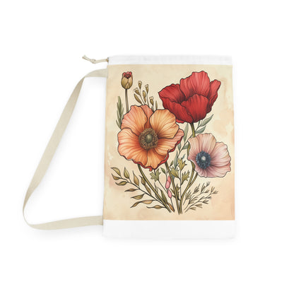 "Stylish Floral Fantasy Laundry Bag with Hand-Drawn Flowers for Colorful Laundry Routine"