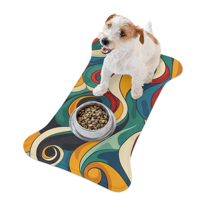 Retro Waves Pet Feeding Mat: Vibrant and Stylish!