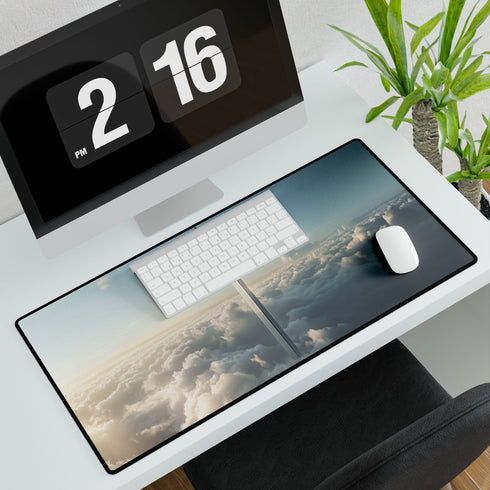Skyscraper Shaped Like a Sword — XL & XXL Desk Mat — 3mm Non-Slip Natural Rubber Base Detail