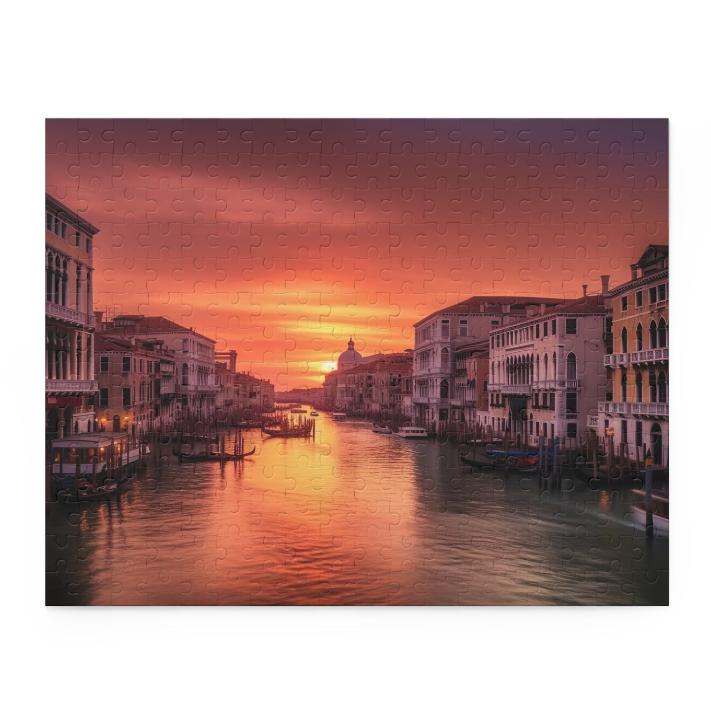 "Venic Sunset Jigsaw Puzzle - 1000 pieces capturing the stunning beauty of Venice at sunset"