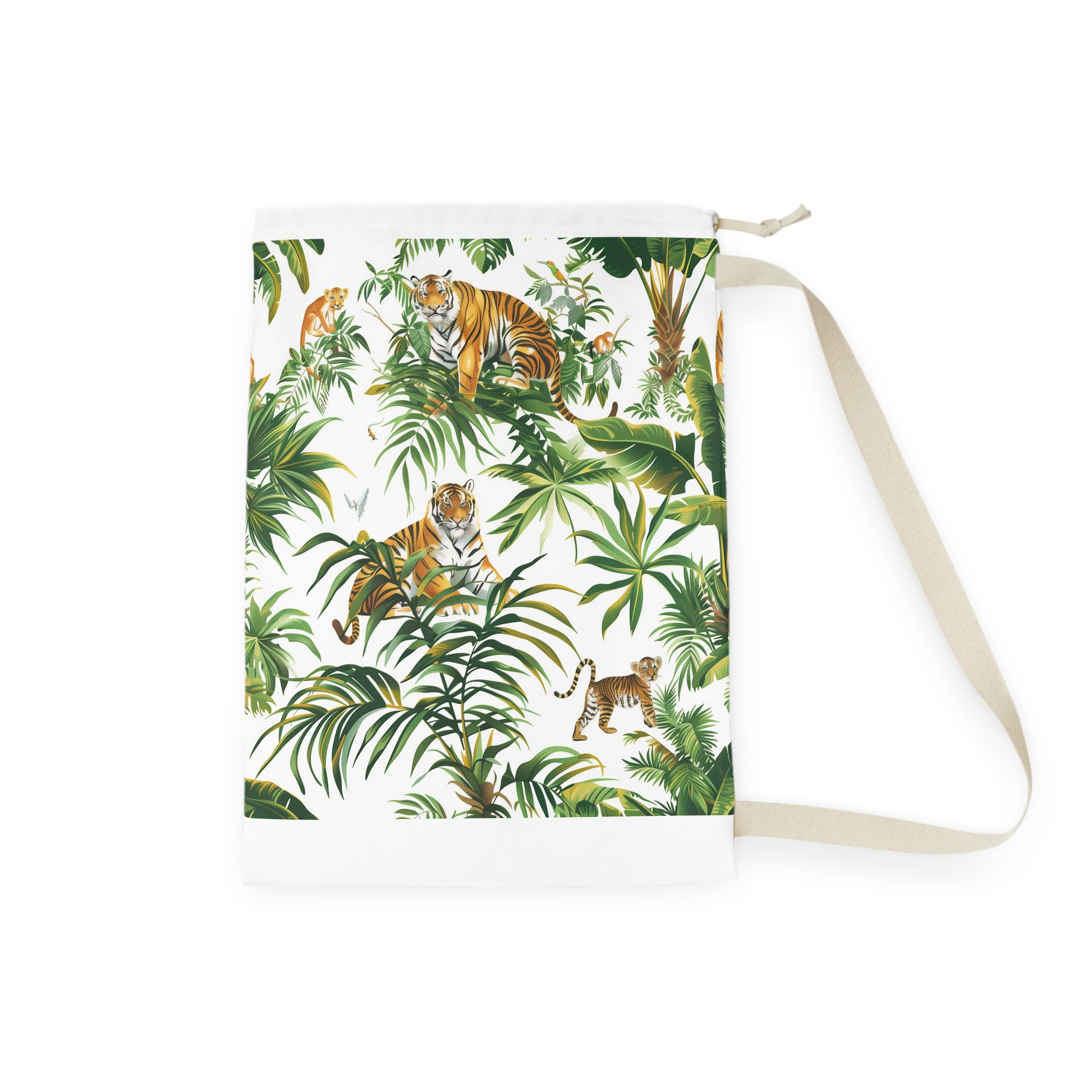 Safari Tiger Print Laundry Bag - Stylish and practical laundry storage solution with captivating jungle print.