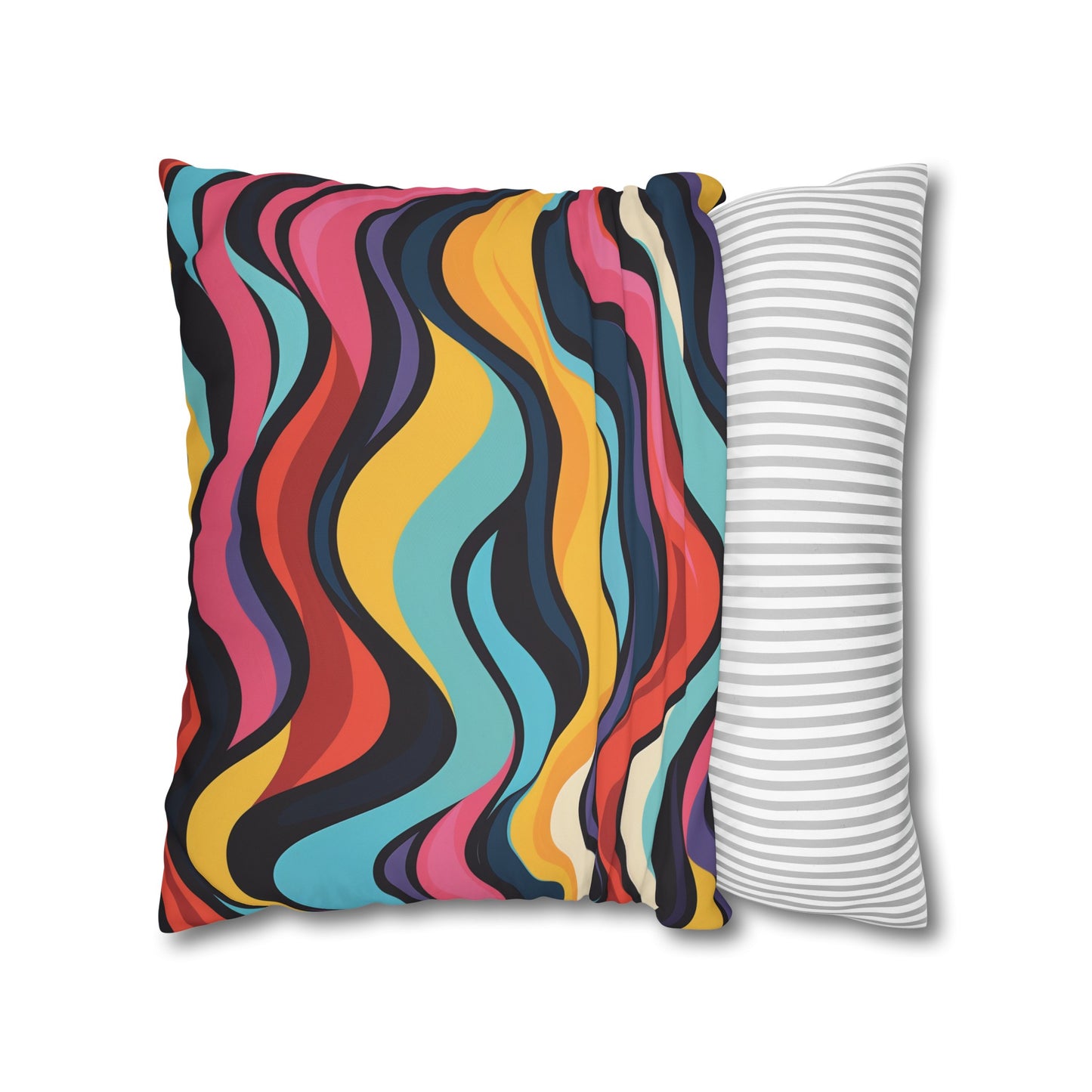 "Colorful Retro Waves Pillow Case - Add vibrant retro style to your bedding with seamless pattern design"