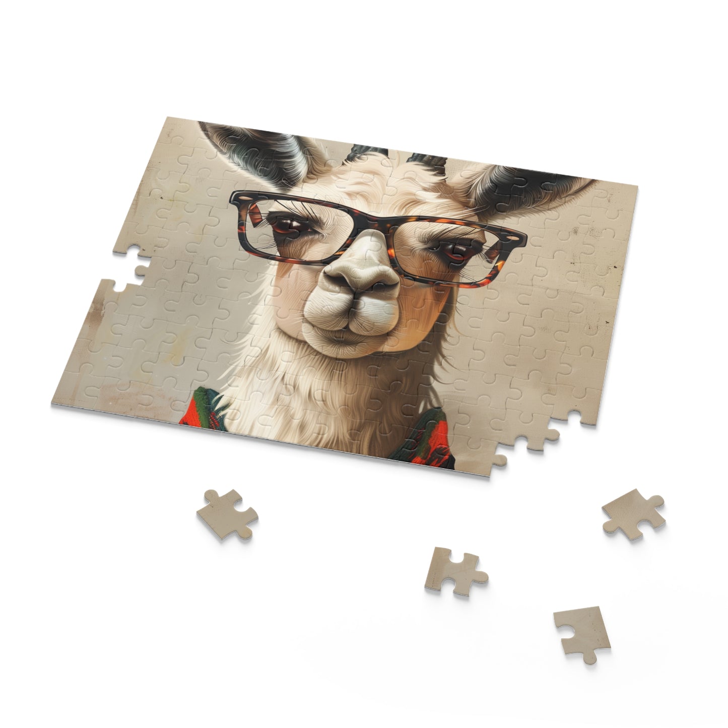 Stylish Llama Hipster Jigsaw Puzzle - trendy llama wearing glasses for llama lovers & puzzle enthusiasts