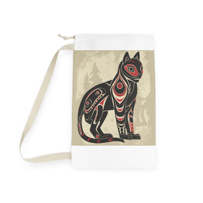 "Wild Spirit Laundry Bag - Vibrant tribal animal totem design, durable materials for stylish organization"