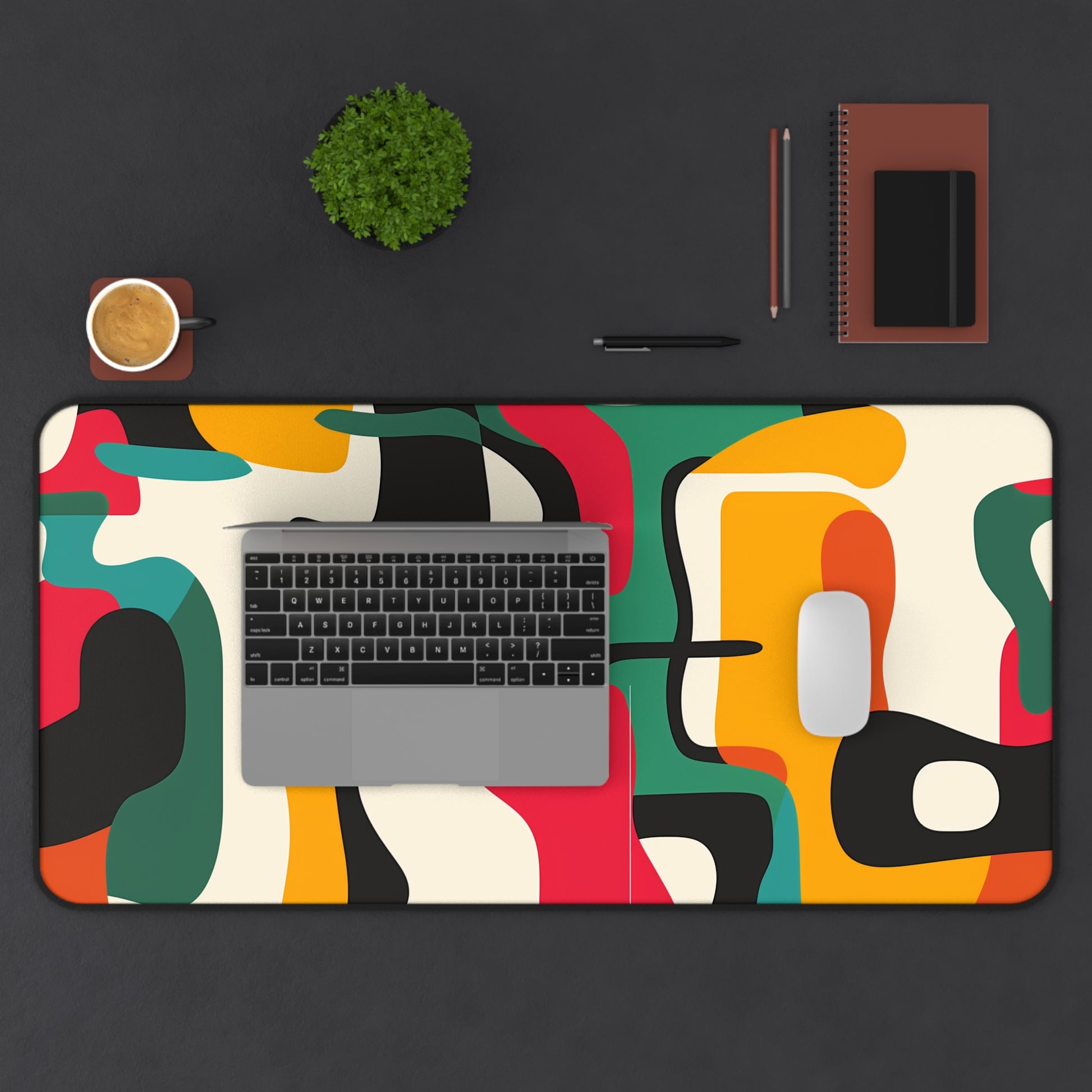 "Colorful Modern Abstract Desk Mat for Stylish Office Decor"