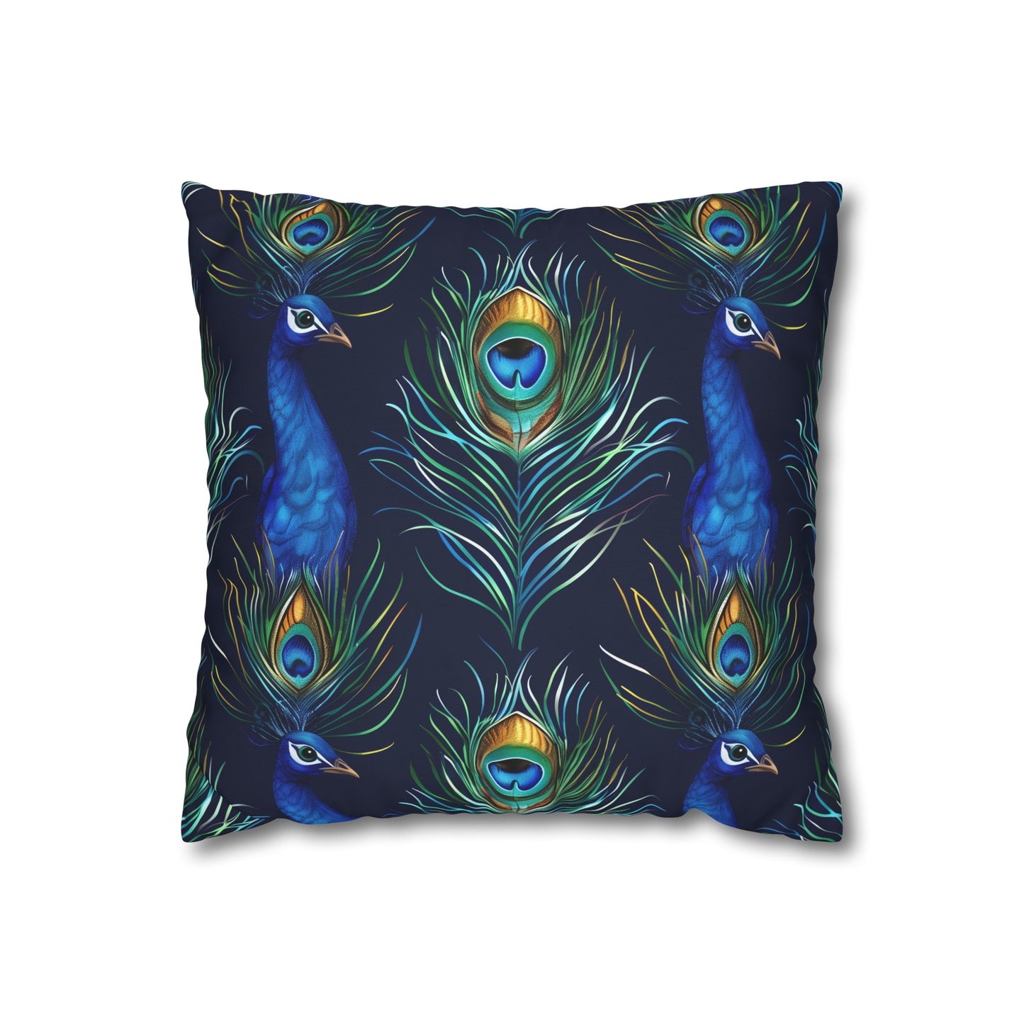 "Vibrant blue peacock feathers pillowcase, soft and stylish decor accent with seamless pattern"