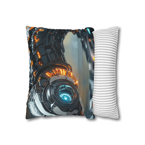 Robot Serpent Coiled Around Power Core Double-Sided Square Cushion Cover