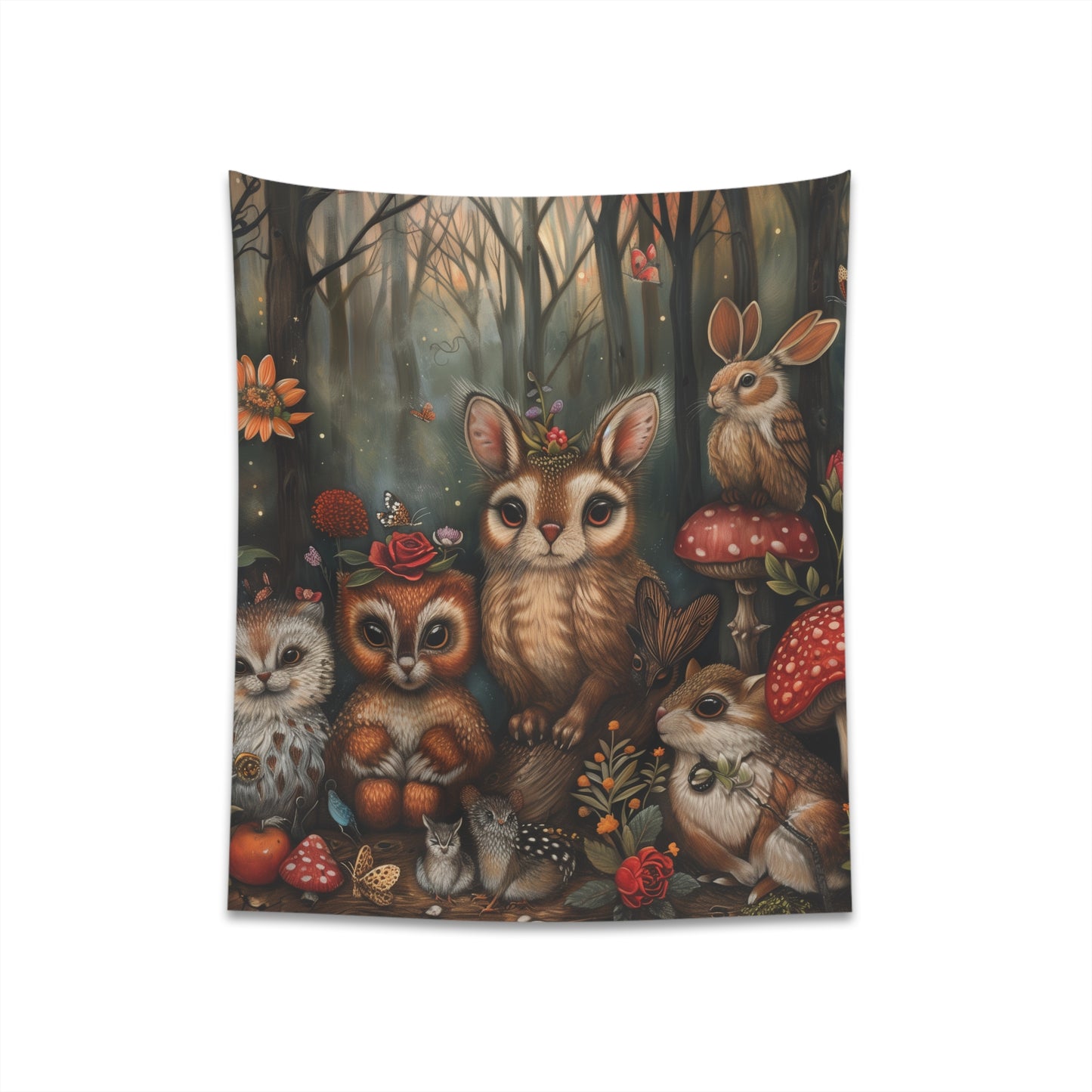 Woodland Enchantment Creature Tapestry - High-Quality, Comfortable, and Stylish, Perfect for All Seasons - Makes a Great Gift - Available in 34" x 40" and 57" x 57" - Shop Now!