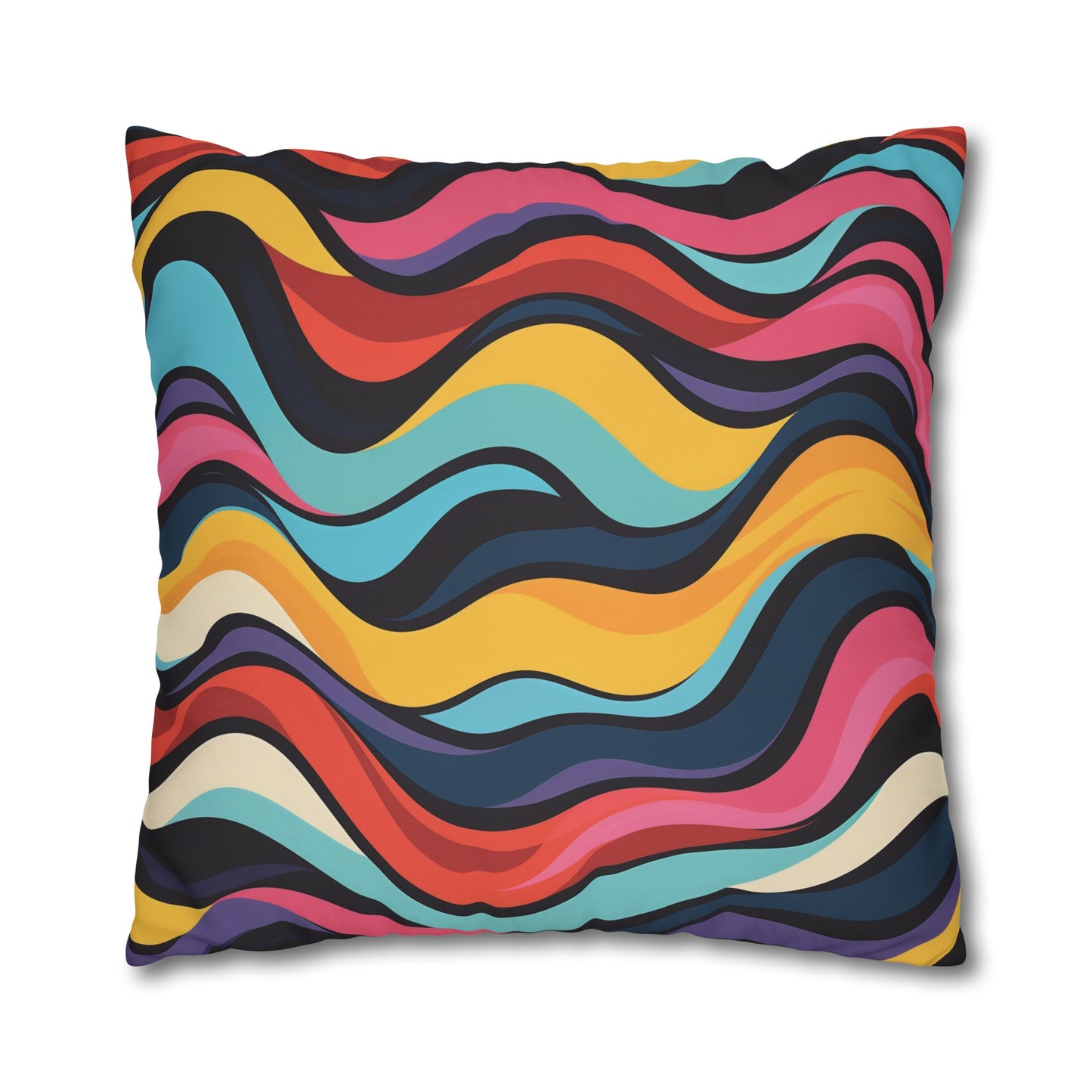 "Vibrant Retro Waves Pillow Case - Add Retro Style to Your Bedding Collection with Seamless Pattern in Vibrant Colors"