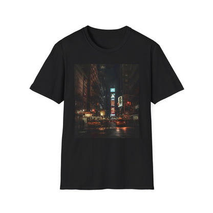 City Lights in a Symphony of Night | T-Shirt | Brooklyn Bridge, City lights, Manhattan, Neon signs, New York City, Night sky, Skyscrapers, Street performers, Taxi cabs, Times Square | Prints with Passion