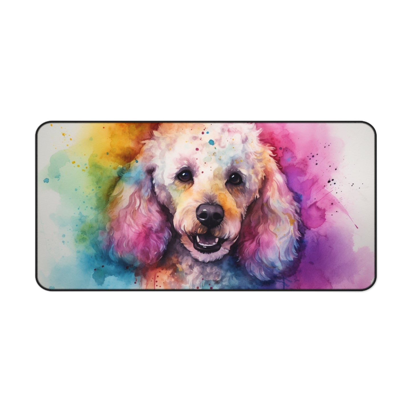 "Whimsical Poodle Paradise Desk Mat - Adorable workspace accessory with playful design to brighten your day"