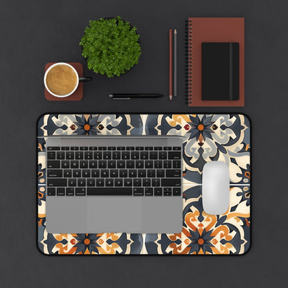 "Artisan Tiles Desk Mat - Elegant workspace protector with seamless pattern design"