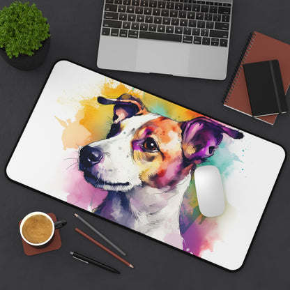 Jack Russell Pup Desk Mat - Adorable Jack Russell Terrier design for dog lovers' desks.