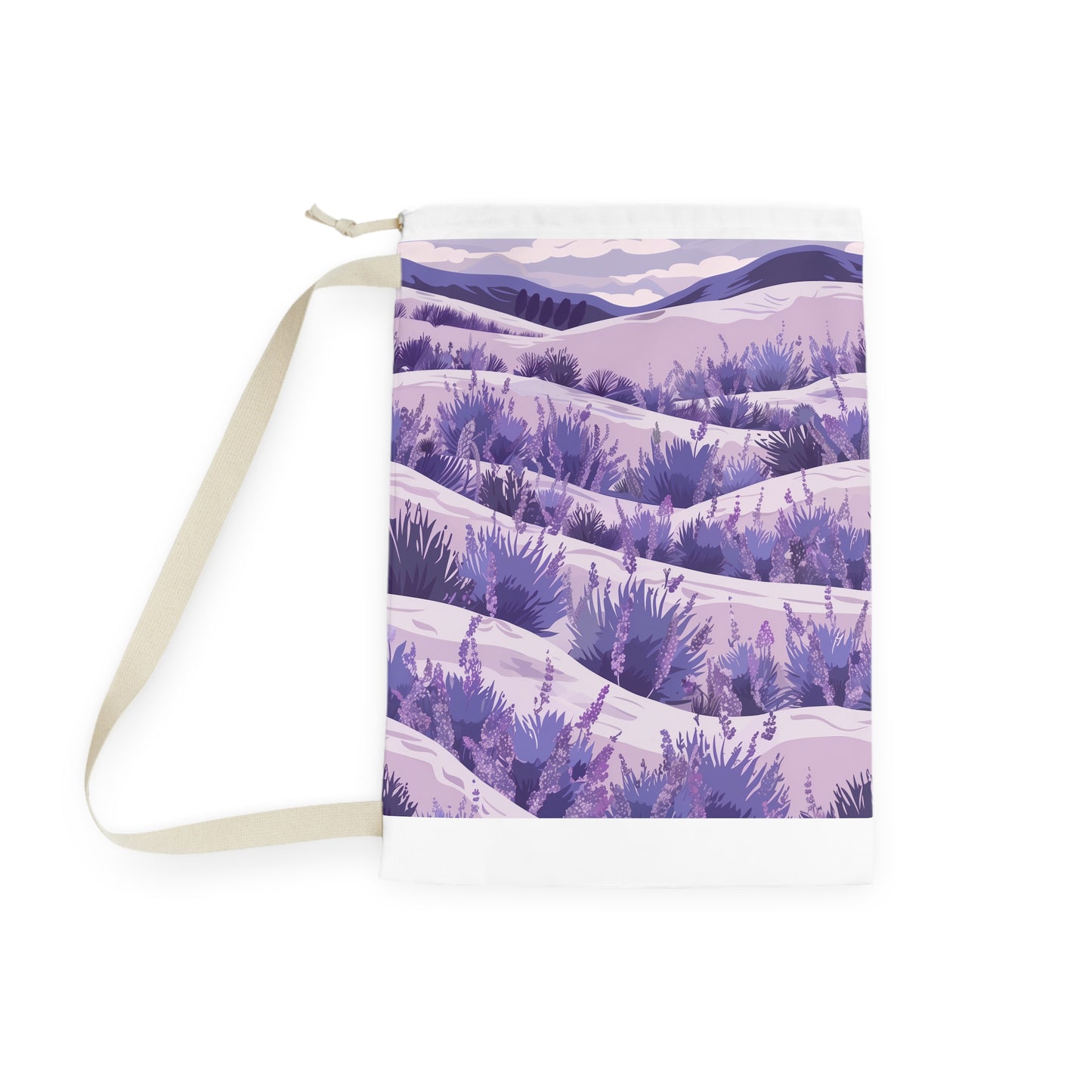 "Transform laundry day with Lavender Fields laundry bag - fragrant lavender flower pattern"