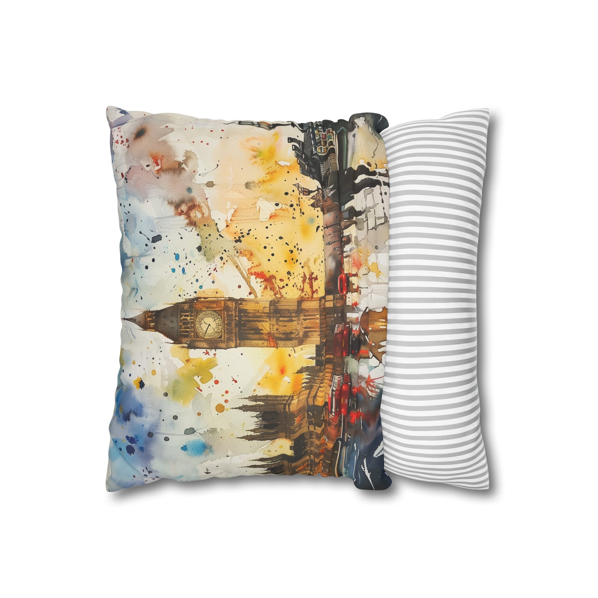 London Watercolor Dreams Pillowcase - High-quality, stylish, and perfect for all seasons. Bring the charm of Big Ben to your bedroom. Great gift option. Shop now at BenCPrints.