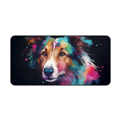 "Adorable Collie Desk Mat - Protect your workspace with this cute and charming addition to your office decor"