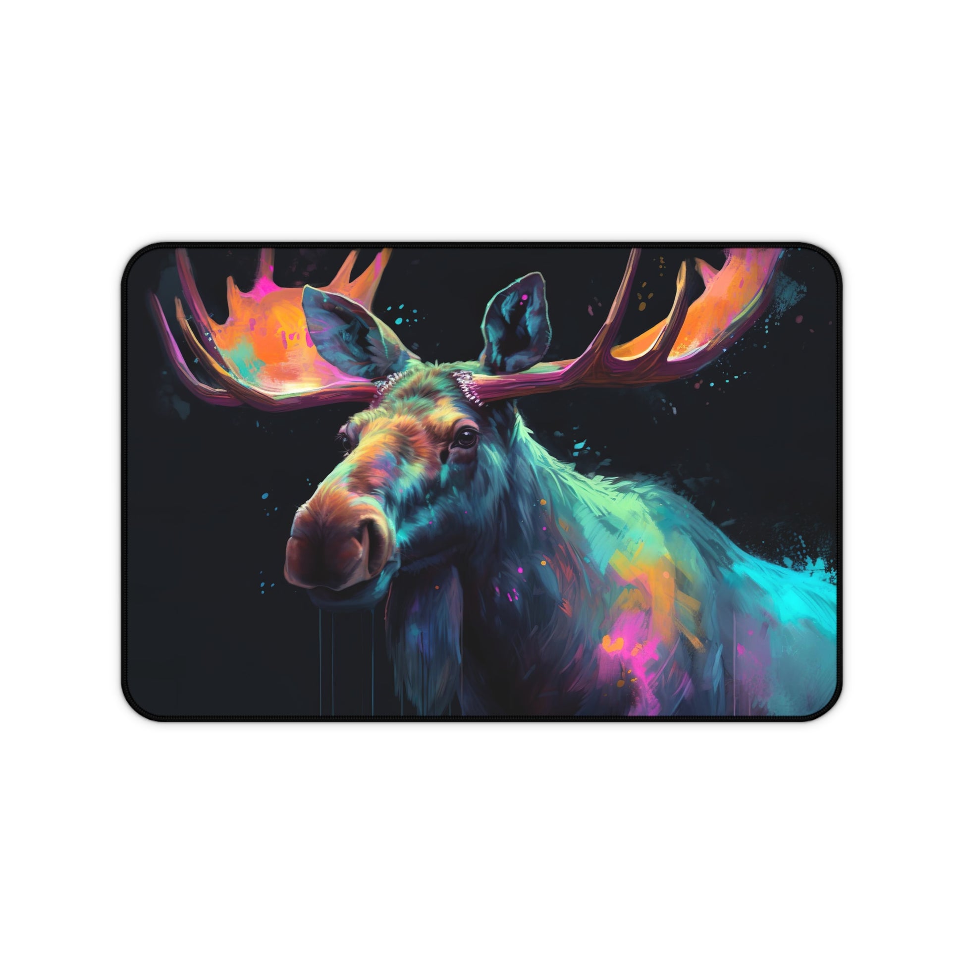 "Rustic Moose Watercolor Desk Mat - Protect Your Workspace with Serene Nature Vibes"