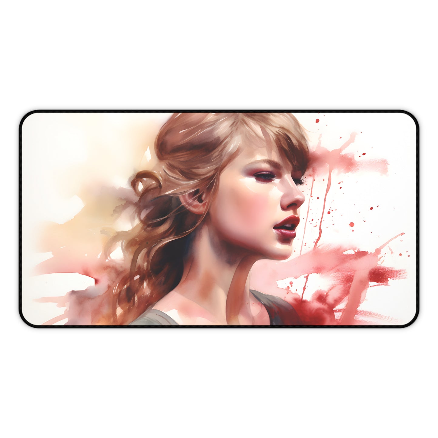 "Taylor Swift-inspired watercolor desk mat for a whimsical workspace vibe"