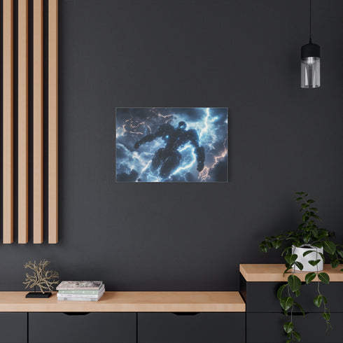 Mech Warrior under Lightning Storm — Canvas Wall Art — Product Detail View 8