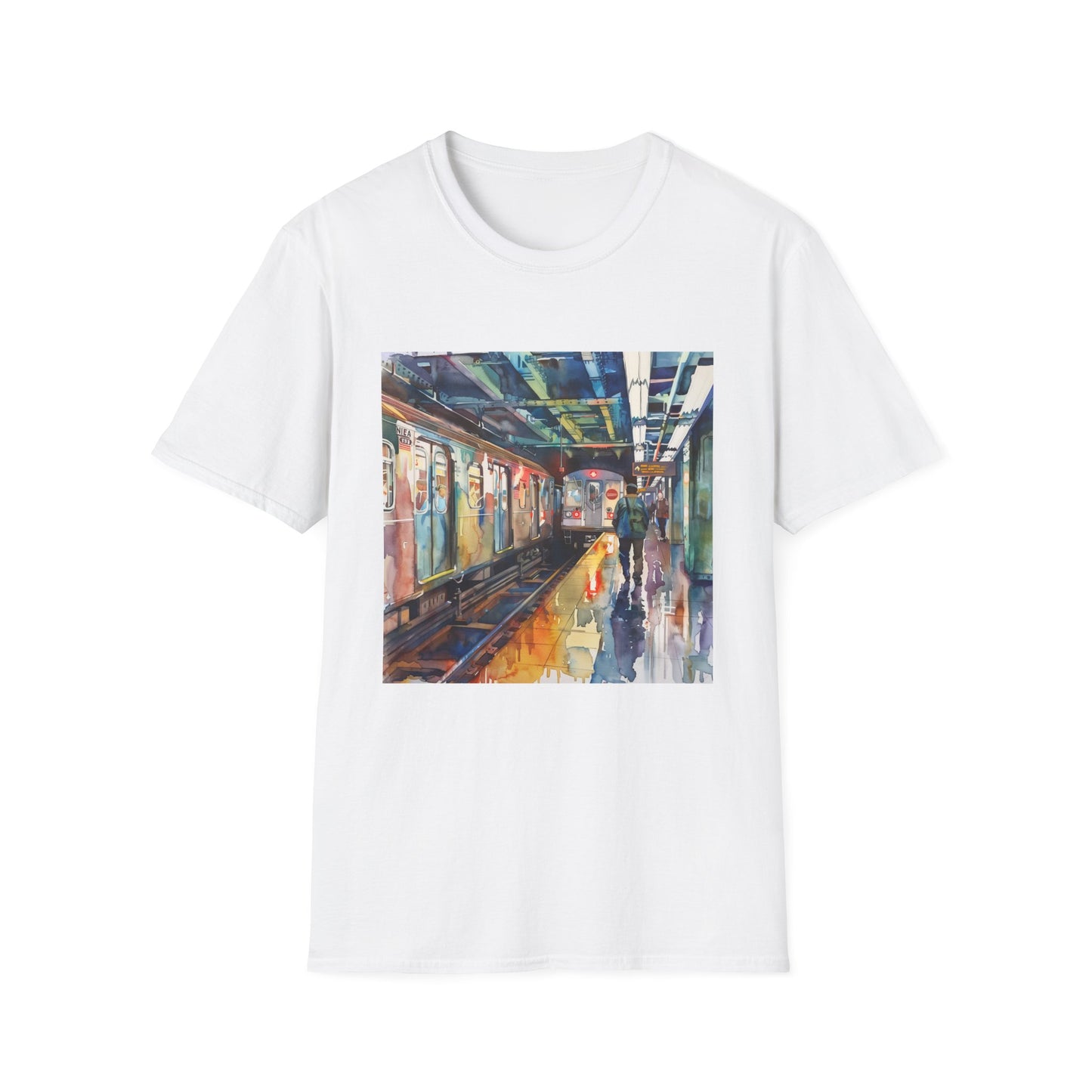 ## Urban Odyssey in Watercolor: The New York Subway T-shirt