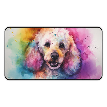 "Whimsical Poodle Paradise Desk Mat - Brighten Your Workspace with Playful Design"