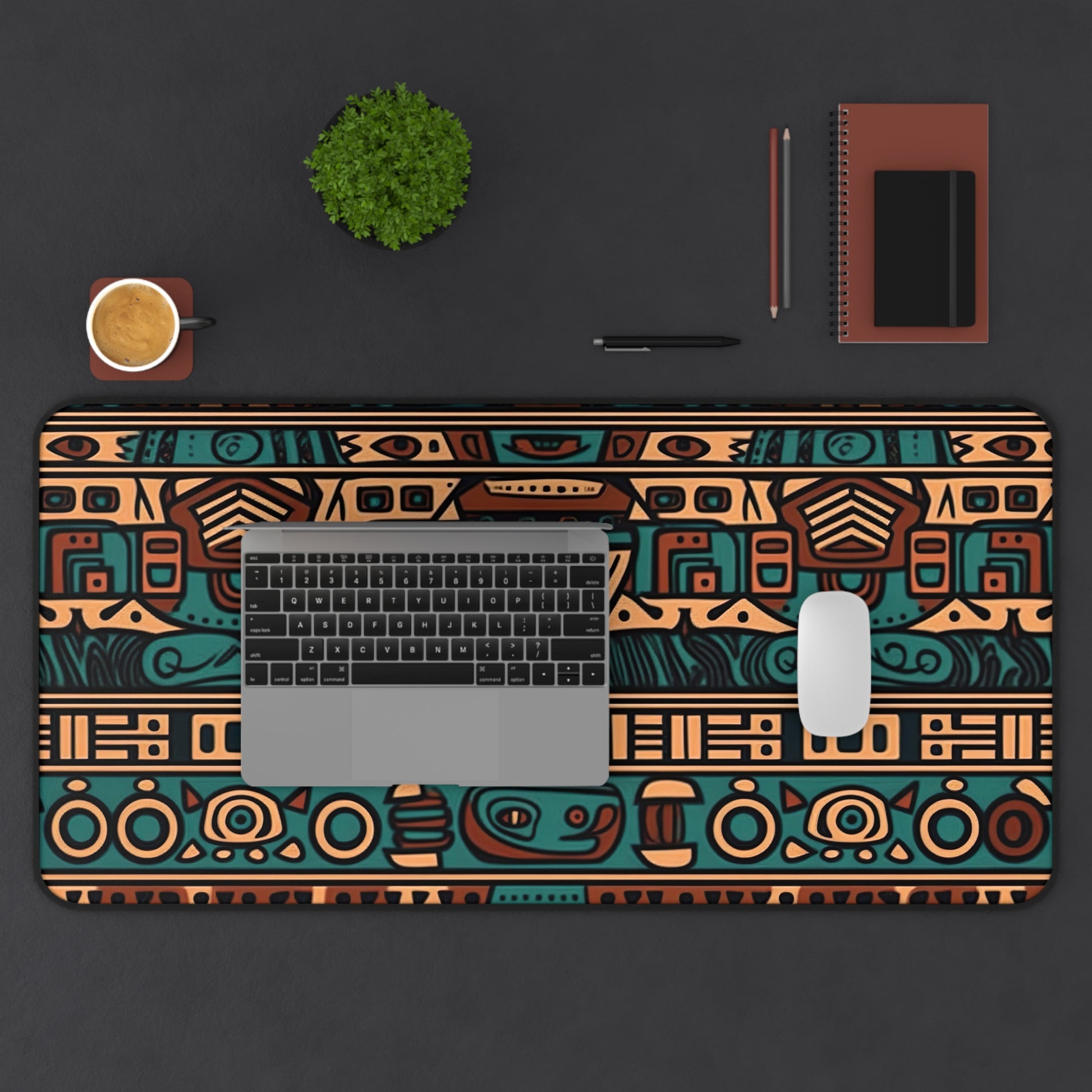 "Stylish Modern Aztec Desk Mat for Cultural Flair and Protection"