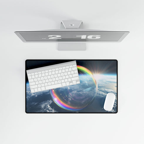 Surreal Dream Bubble Drifting Over Earth — XL & XXL Desk Mat — Product Detail View 8