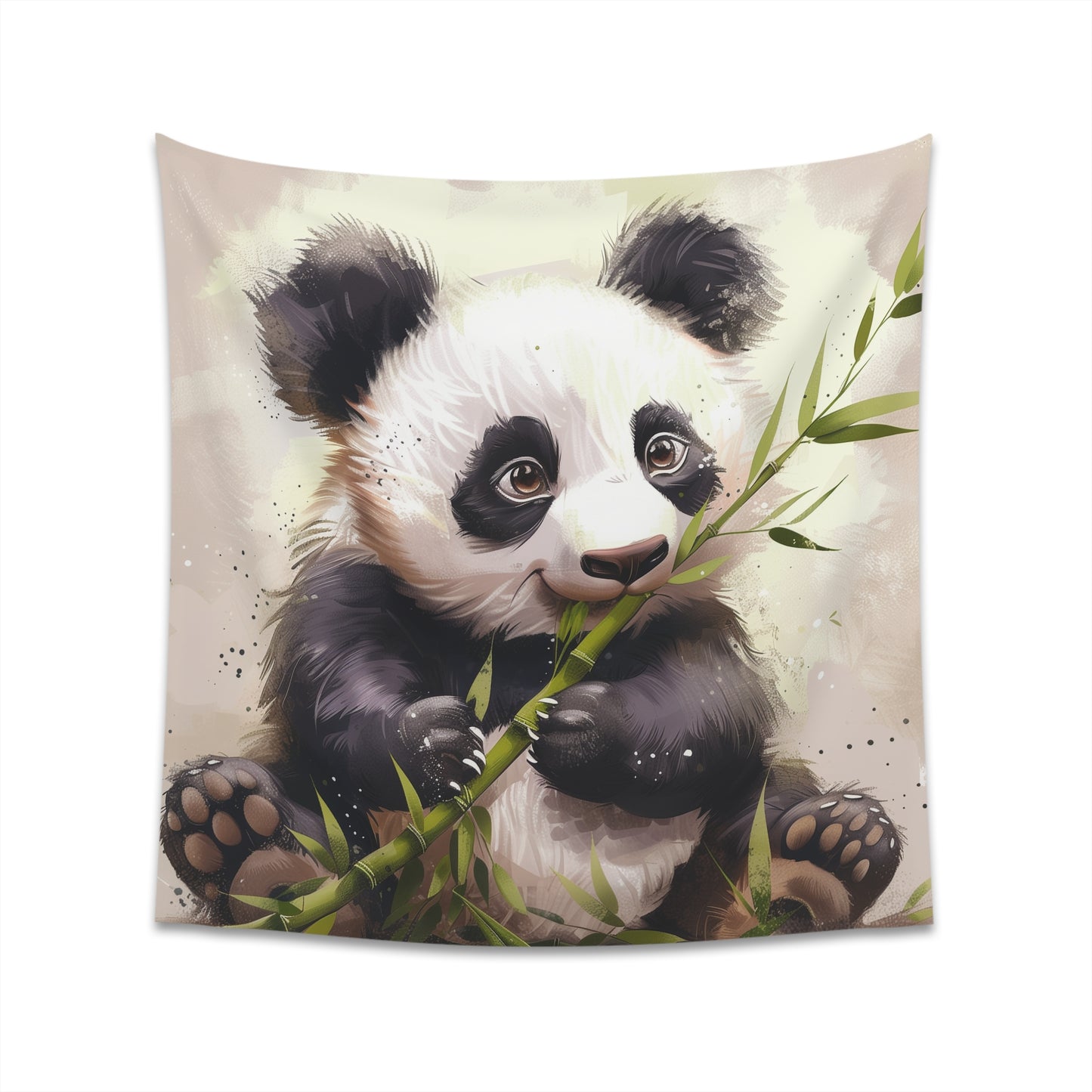 Adorable Panda Picnic: Bamboo Feast Tapestry - High-quality, cozy, perfect for all seasons, great gift option - Available in 34" x 40" and 57" x 57" sizes.