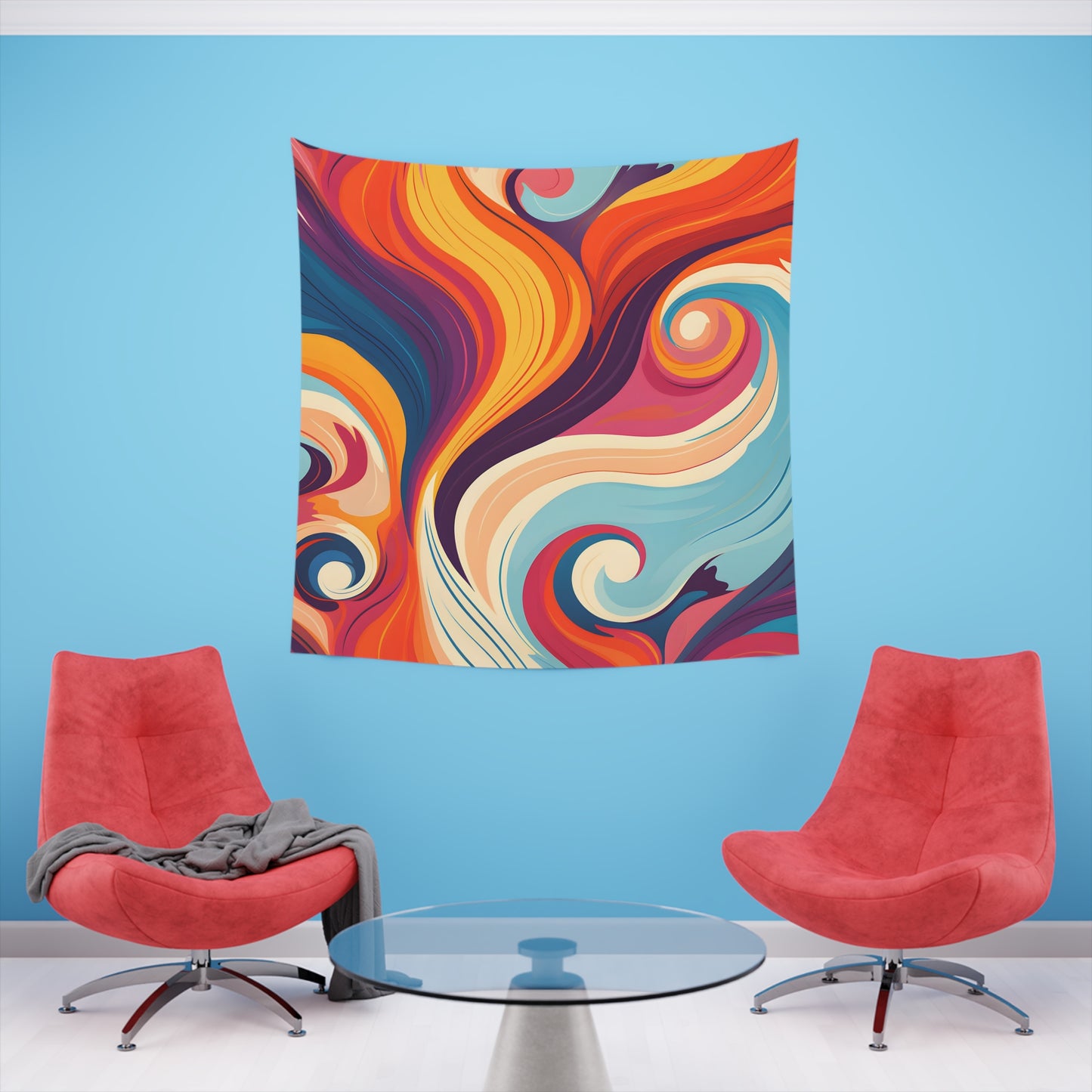 Groovy Waves: A Retro Marine Tapestry | Wall Tapestry | All Over Print, AOP, Decor, Halloween, Home & Living, Home Decor, Indoor, Spring Essentials, Sublimation, Tapestry | Prints with Passion