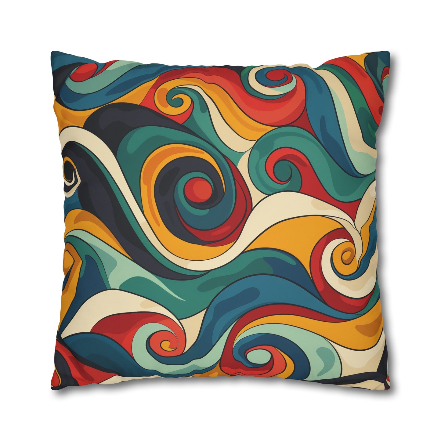 "Vintage Vibes Pillowcase - Retro Waves seamless pattern in vibrant colors for retro-chic bedroom decor"