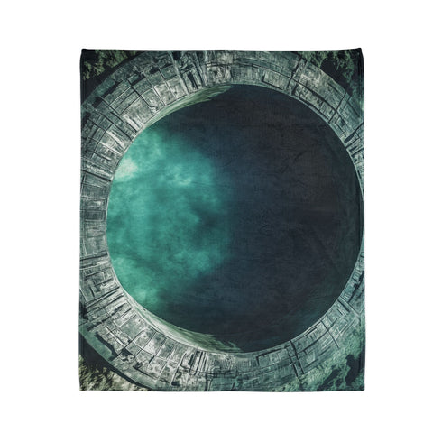 Stargate Opening Beneath Ocean Floor Plush Fleece Throw Blanket