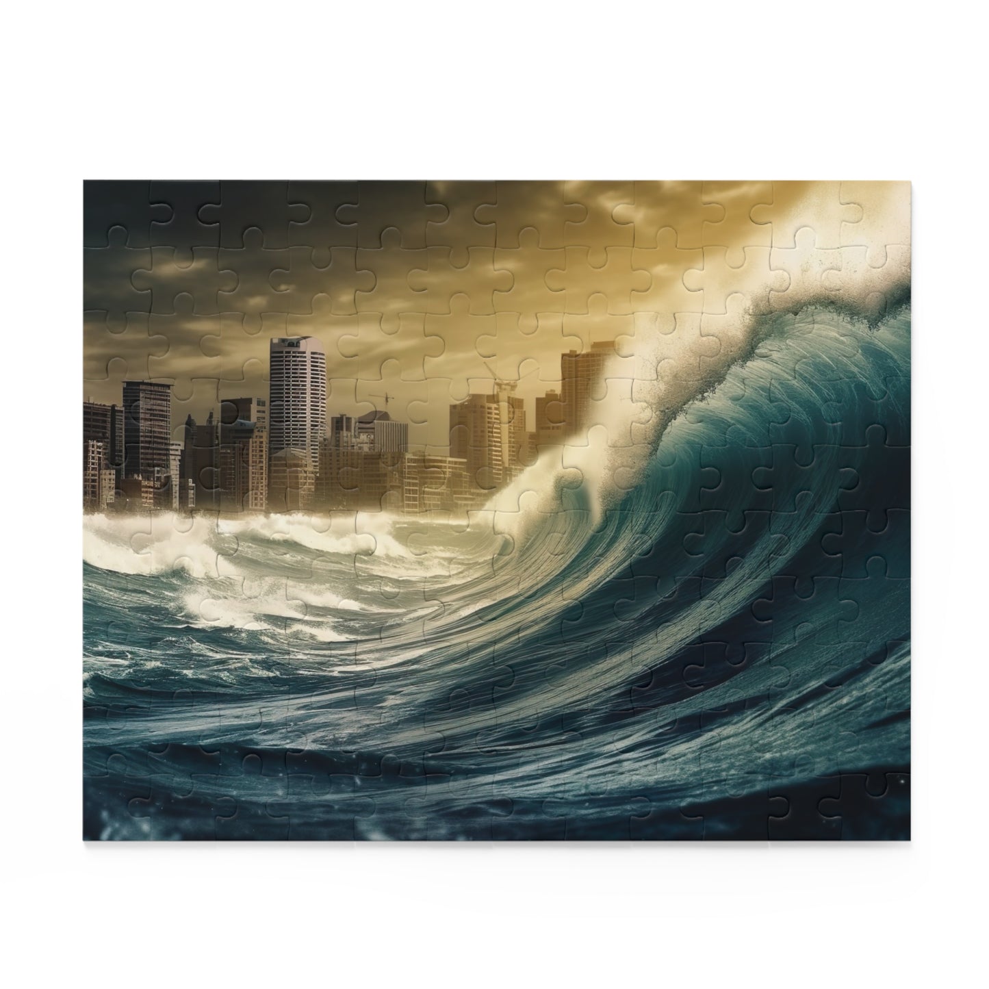 "Capture the awe-inspiring force of a tsunami wave with this jigsaw puzzle"