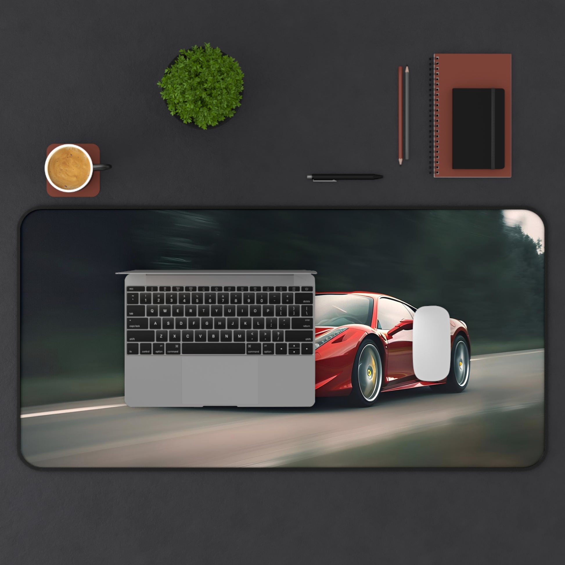 "Experience high-speed racing with Ferrari Speed Demon Desk Mat, boost your workspace productivity with sleek design"