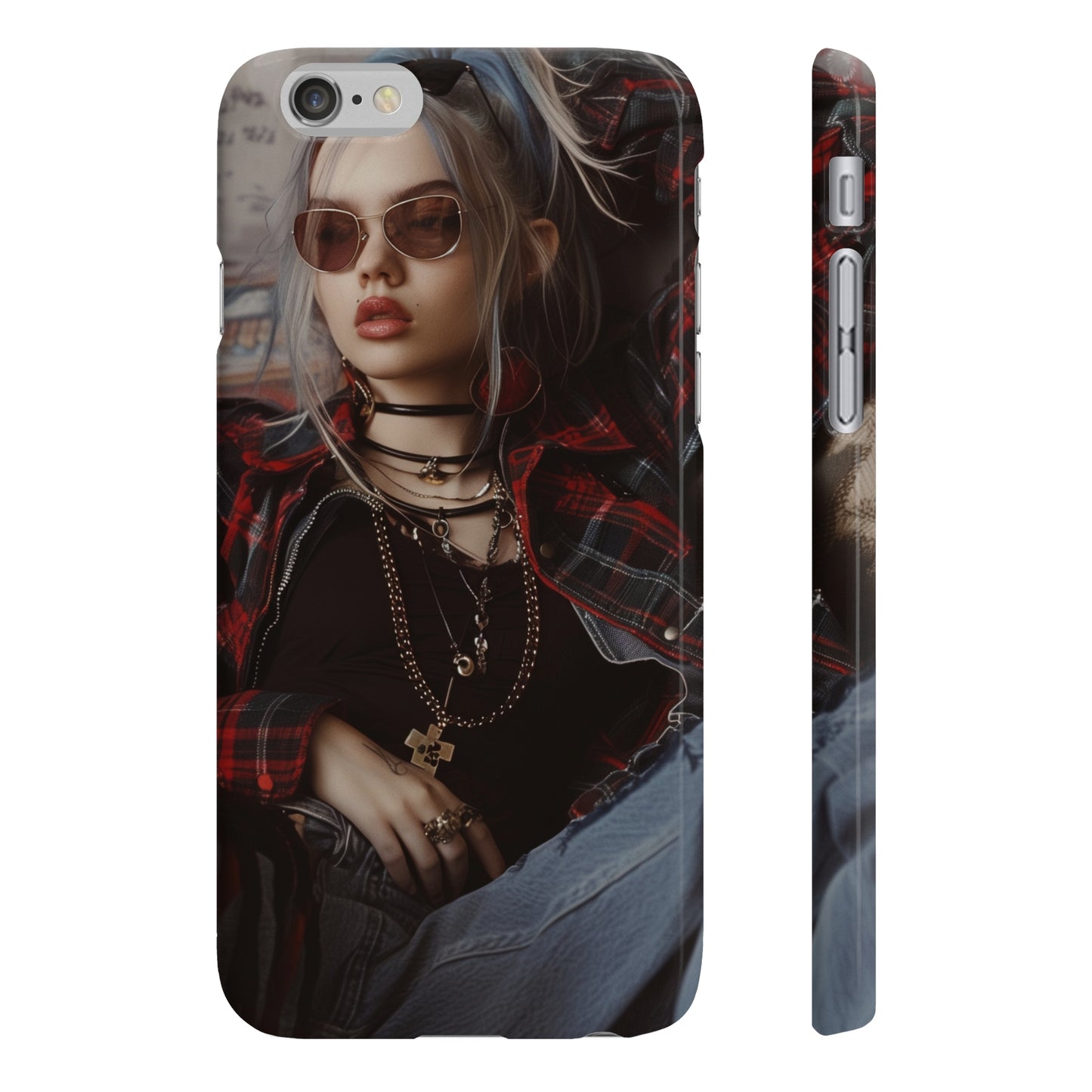 Image of a 90s Throwback Grunge Style Phone Case with iconic symbols, distressed textures, and rebellious spirit. High-quality material, versatile, and stylish design perfect for all seasons. Great gift idea. Visit our shop for more designs. © Copyright 2023 - BenCPrints.