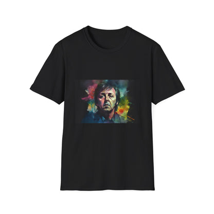 Musical Icon in Vibrant Hues | T-Shirt | Casual wear, Fashion, Graphic tee, Musician, Neon colors, Paul McCartney, Retro, T-shirt, Watercolor | Prints with Passion