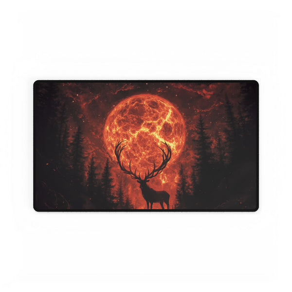 Lava Antlers of Cosmic Deer (Edition II) — XL & XXL Desk Mat — Gaming & Workspace Desk Setup View