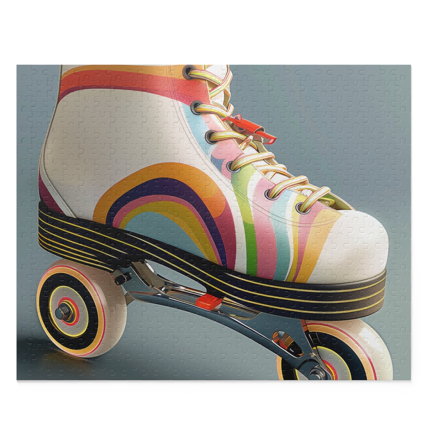 "Colorful Retro Roller Skates Jigsaw Puzzle - Fun and challenging activity for all ages!"