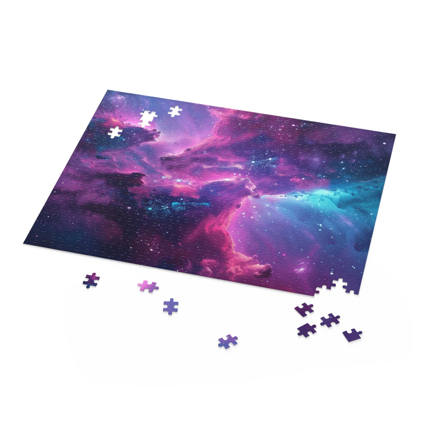 Neon Galaxy Puzzle - Dive into vibrant celestial hues with this captivating space jigsaw puzzle for a challenging and dazzling experience.