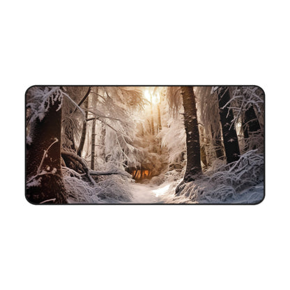 Winter Forest Desk Mat - Bring Serenity to Your Workspace with Snow-Covered Forest Design