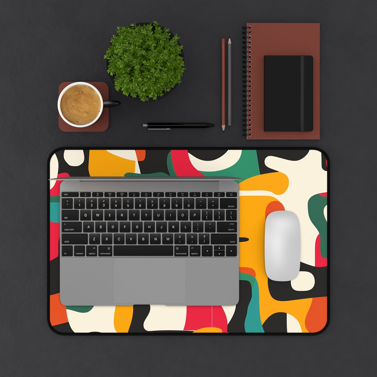 "Colorful Abstract Desk Mat - Add Style to Workspace with Bright Modern Pattern"